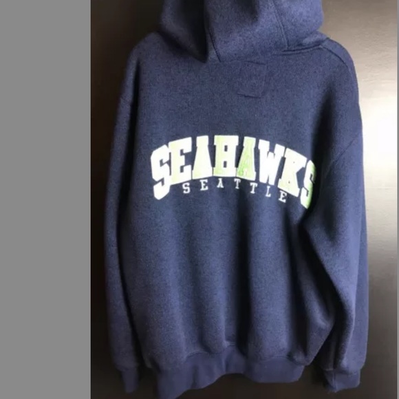 Seattle SEAHAWKS Brushed Fleece Lined Hoodie Jacket Sweatshirt Blue Green Hawks - Picture 3 of 12